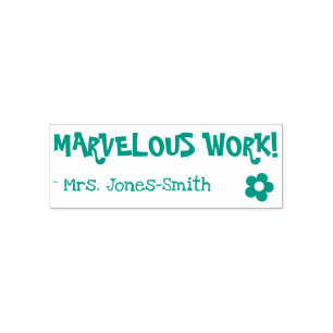 Roligt "MARVELOUS WORK!" + Namn Rubber Frimärke Självfärgande Stämpel