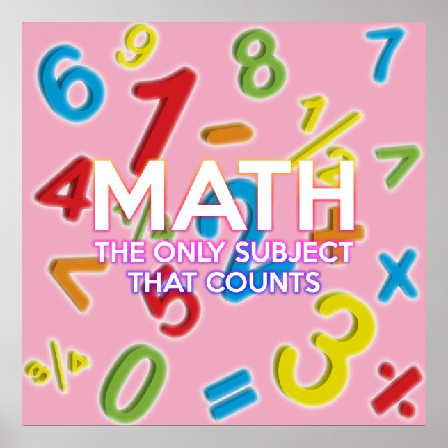 Roligt Math Quote Coola Modern Girly Rosa Poster (Framsidan)