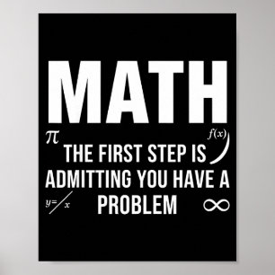 Roligt matte citat första steget erkänner problem poster