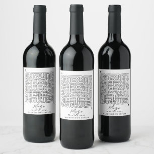 ROLIGT MAZE Elegant Design Anpassningsbar Vin-etik Vinflaska Etikett