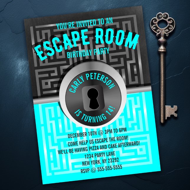 Roligt Maze Escape Rumsgruppsinbjudningar Inbjudningar (Fun Maze Escape Room Party Invitations
)