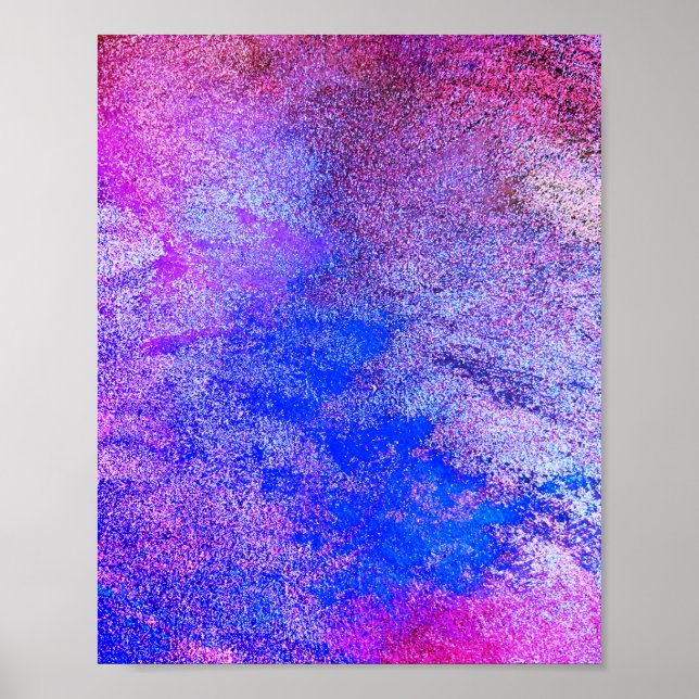 Roligt med blå abstrakt Vattenfärg Art Vinkar Lila Poster (Framsidan)