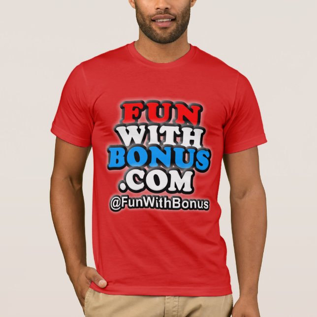 Roligt med bonusen - @FunWithBonus - en sid T-shirt (Framsida)