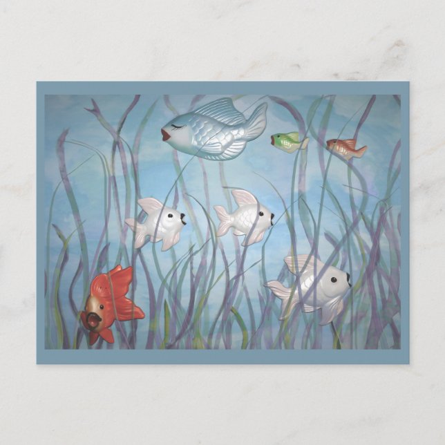 roligt med fisk av köksredskap vykort (Framsida)