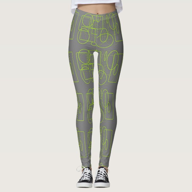 Roligt med Grönt och Grått Leggings (Framsida)