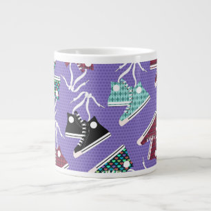 Roligt med hög Toppar Färgfull Sneaker Art Mönster Jumbo Mugg