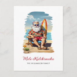 Roligt Mele Kalikimaka Santa Surfboard-julkort Helg Vykort
