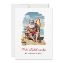 Roligt Mele Kalikimaka Santa Surfboard-julkort