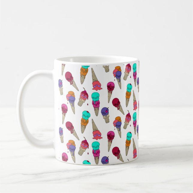 Roligt Melty Summer Goth Skull Ice Cream konstig w Kaffemugg (Vänster)