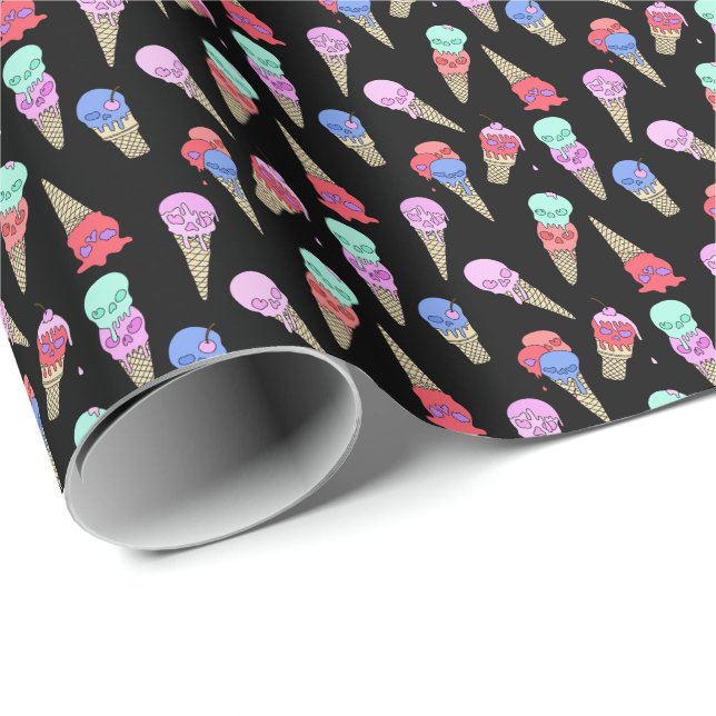 Roligt Melty Summer Goth Skull Ice Cream Pastel Bl Presentpapper (Rullad Hörn)