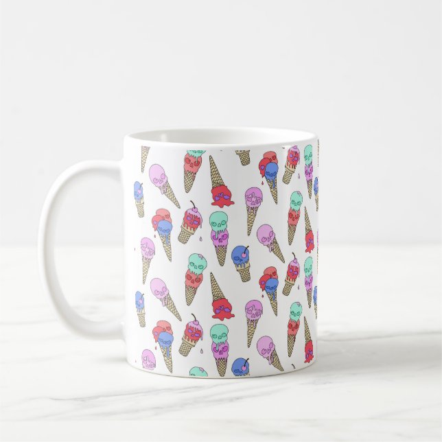 Roligt Melty Summer Goth Skull Ice Cream pastel wh Kaffemugg (Vänster)