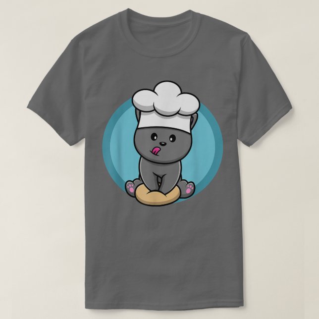 Roligt Meme Grått Kitten Baking Cookies Chef Cat M T Shirt (Design framsida)