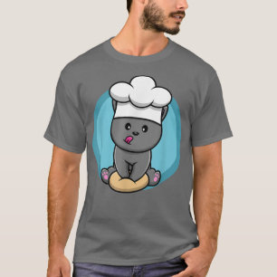 Roligt Meme Grått Kitten Baking Cookies Chef Cat M T Shirt