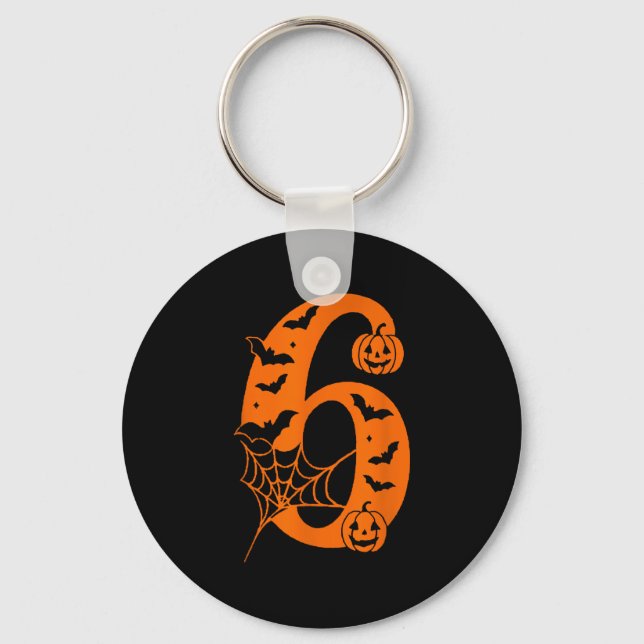 Roligt meme med texten 6 7 Six Seven Halloween Nyckelring (Framsida)