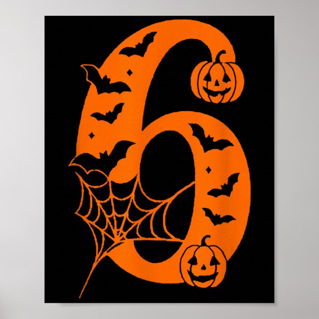 Roligt meme med texten 6 7 Six Seven Halloween Poster (Framsidan)
