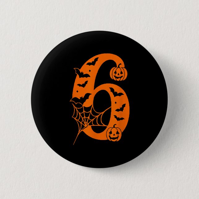 Roligt meme-uttryck nummer 6 7 Six Seven Halloween Knapp (Framsida)