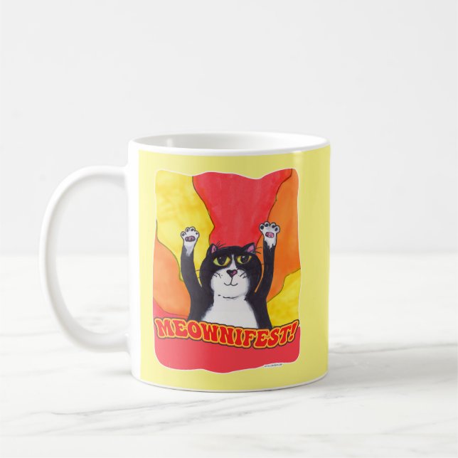Roligt Meownifest Epic Cat Pmarie Påstående Kaffemugg (Vänster)