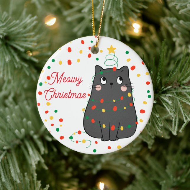 Roligt Meowy jul Katt Ornament (Träd)