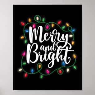 Roligt Merry and Bright jul Ljus Julafton Helgdag Poster