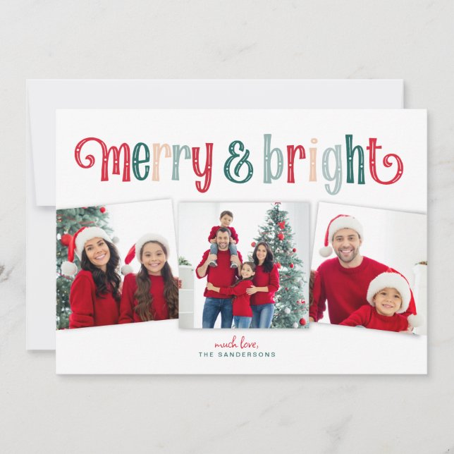 Roligt Merry & Bright Red/Grönt typography (Framsida)