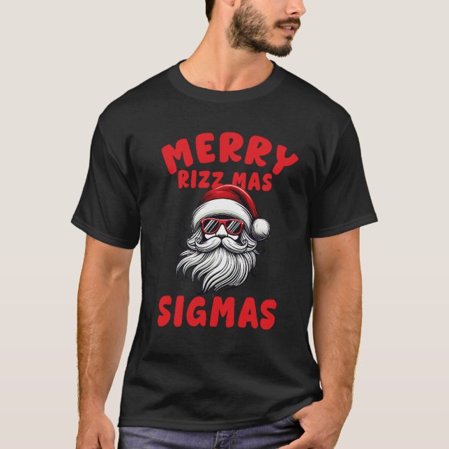roligt Merry Rizz Mas Sigmas ,God jul T Shirt (Framsida)