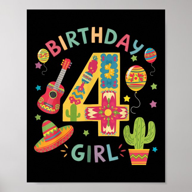 Roligt mexikanska Thecko Party 4e födelsedagen Fie Poster (Framsidan)