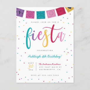 Roligt Mexikanskt färgskript Fiesta Kids födelseda Inbjudan Vykort