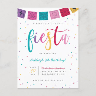 Roligt Mexikanskt färgskript Fiesta Kids födelseda Inbjudan Vykort
