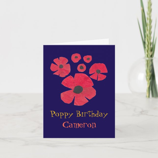 Roligt MidCentury Poppies Cute Birthday Kort (Framsida)