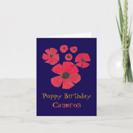 Roligt MidCentury Poppies Cute Birthday Kort