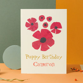 Roligt MidCentury Poppies Cute Foleting Card Kort