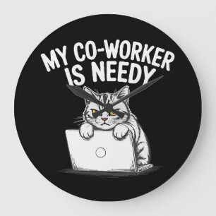 Roligt "Min kollega är behovsinriktad" Grumpy Cat Stor Klocka