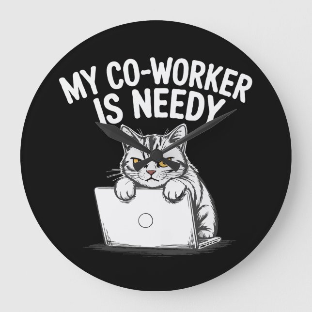Roligt "Min kollega är behovsinriktad" Grumpy Cat  Stor Klocka (Framsida)