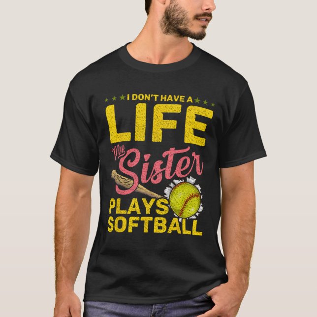 Roligt Min syster spelar Softll  T Shirt (Framsida)