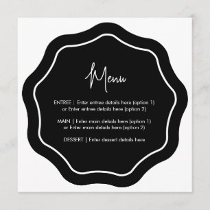 Roligt Minimalistisk Vågigt Menu Black & White Meny