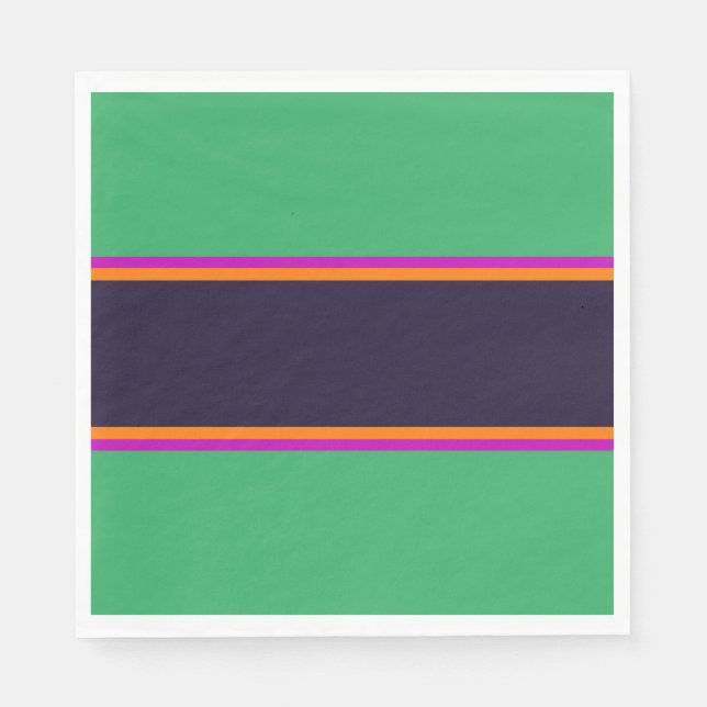 Roligt Mint Grönt Rosa Orange Black Tävla Rand Pappersservett (Framsidan)