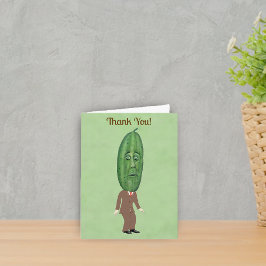 Roligt Mister Pickle Head Man Brown Kostym på Grön Tack Kort