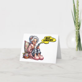 Roligt Mobil med kaffe och cell Anteckningskort