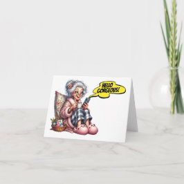 Roligt Mobil med kaffe och cell Anteckningskort