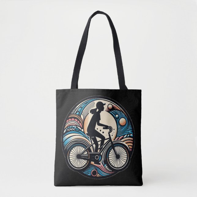 Roligt Modern Abstract Design Bike-Logotyp Tygkasse (Framsida)