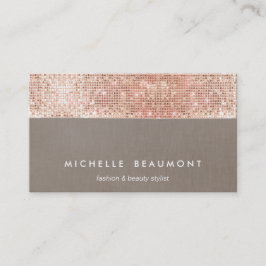 Roligt Modern Beauty och Mode Faux Copper Sequin Visitkort