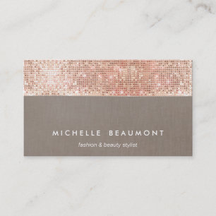 Roligt Modern Beauty och Mode Faux Copper Sequin Visitkort
