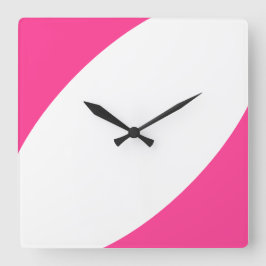Roligt Modern Bright White Candy Rosa Modern Kurvo Fyrkantig Klocka