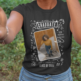 Roligt Modern Chalk Doodle Photo Student T Shirt