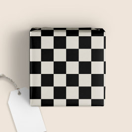 Roligt Modern Checkered Black & Cream Wrapping Pap Presentpapper