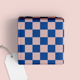 Roligt Modern Checkered ElectriBlue +  Rosa Presentpapper