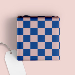Roligt Modern Checkered ElectriBlue + Rosa Presentpapper