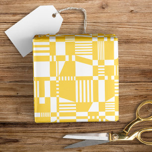 Roligt Modern Checkered Gult & White Wrapping Papp Presentpapper