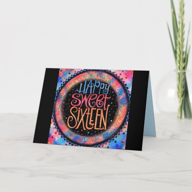 Roligt Modern Cheerful Sweet sixteen Birthday Kort (Framsida)