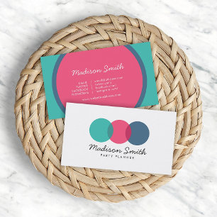 Roligt Modern Circles Teal Rosa Blue Social Media Visitkort